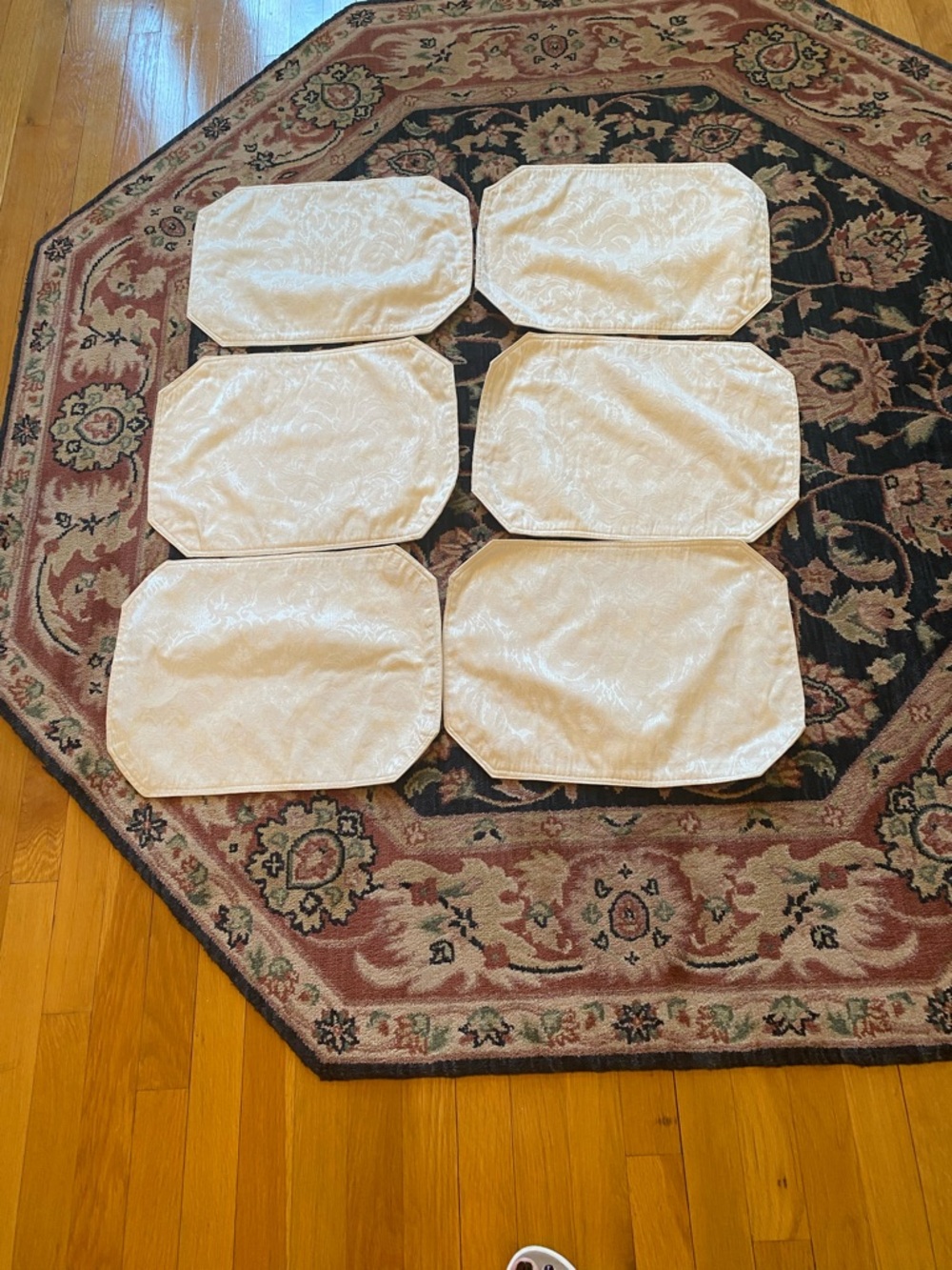 Cream Jacquard Octagonal Placemats - Set of 6